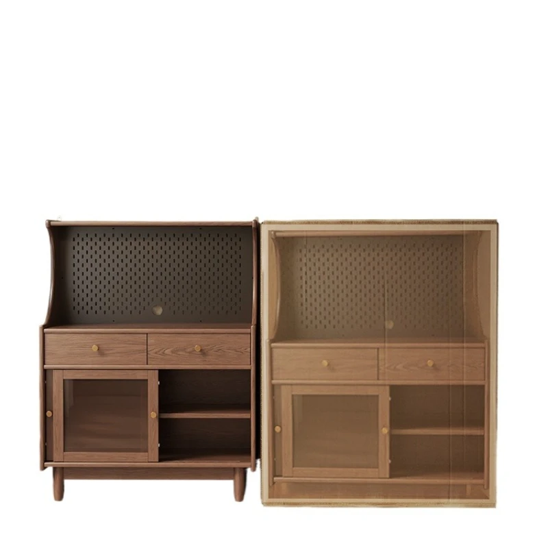 

Solid wood dining side locker integrated against the wall, living room storage tea medieval kitchen coffee storage