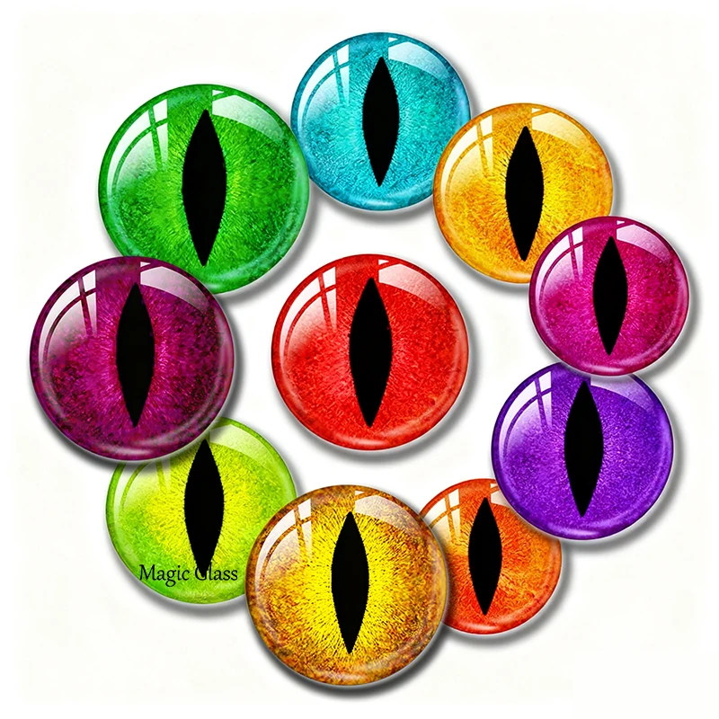 8mm 10mm 12mm 20mm 25mm 30mm 6mm 35mm 16mm Photo Glass Cabochon Settings Round DIY Jewelry Accessories Colourful Frog Eyes