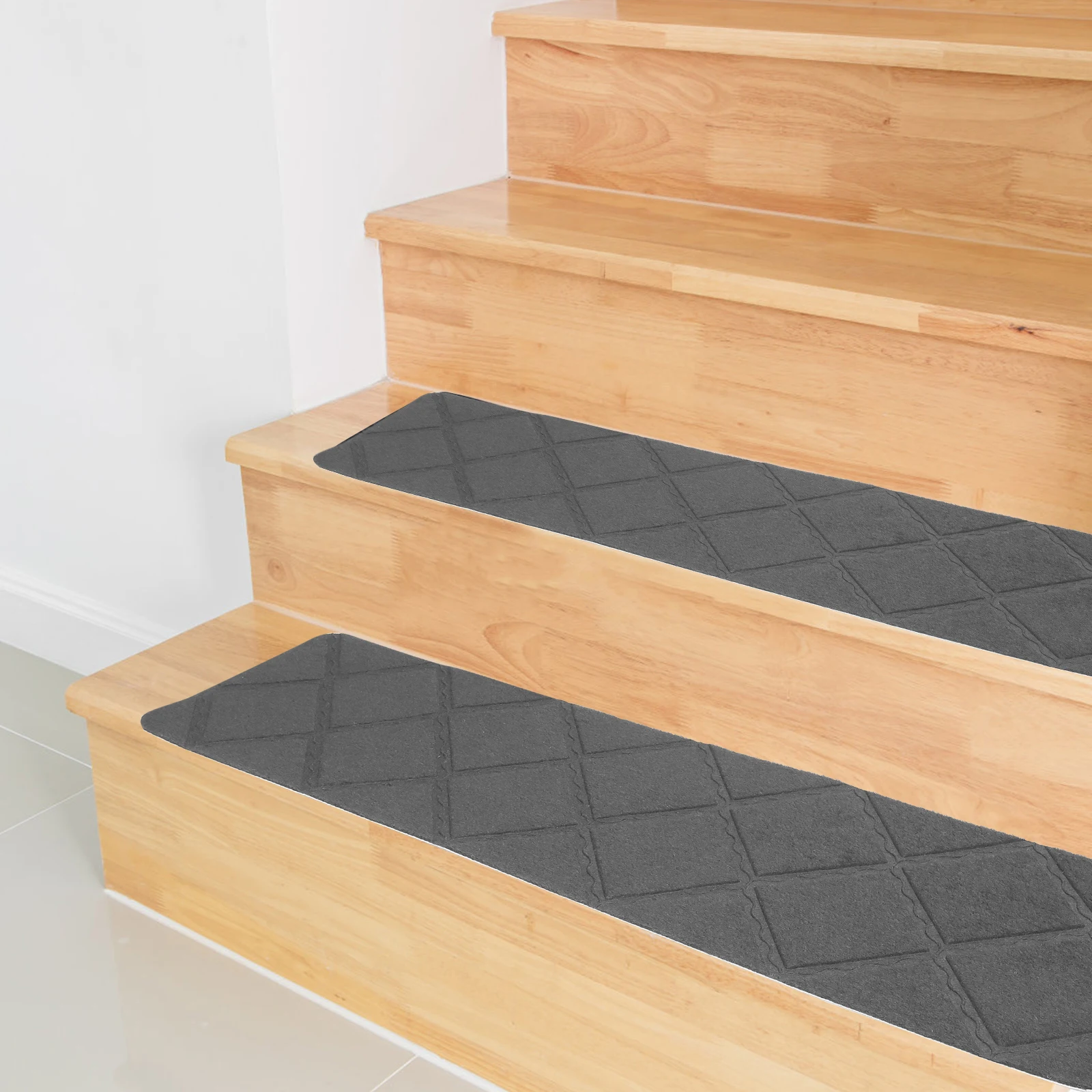

4pcs Carpet Non-Slip Stair Treads Self Adhesive Indoor Outdoor Wooden Steps Reusable Step Runner Easy Install Cuttable Home