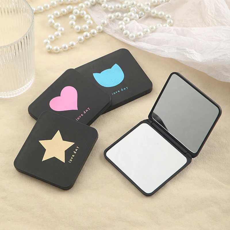 Foldable Makeup Mirror Mini Square Makeup Vanity Mirror Portable Hand Mirrors Double-side Compact Mirror Pocket Cosmetic Mirrors