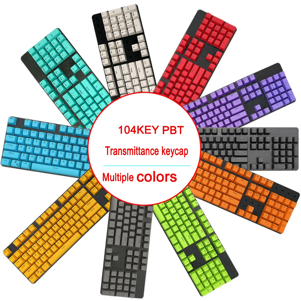 PBT 104 Schlüssel Tastenkappen OME Ersatz einfarbig Tastatur Schalter Spiel Transluzenten Keycap Transparent Schriftzug Injection Gaming