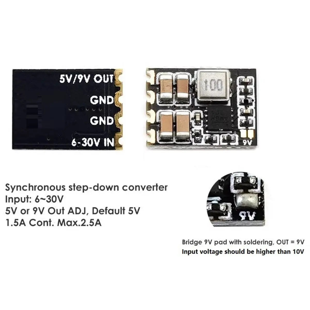 ABAN Micro BEC 6S Module Output 5V or 9V Adjustable in 6V-30V Synchronous Step-Down Regulator for RC FPV Models Drones 3PCS