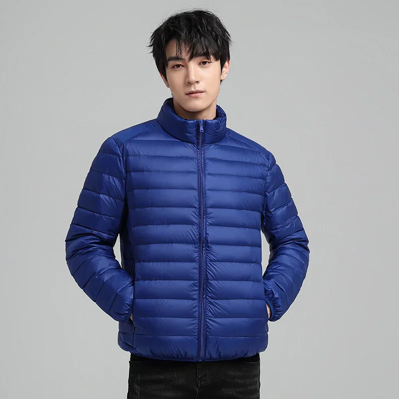 Autumn Winter Men's Short Down Jacket Hat-less Collar Coat Washable Warm Cotton Jacket Casual Solid Color Versatile Men's Jacket