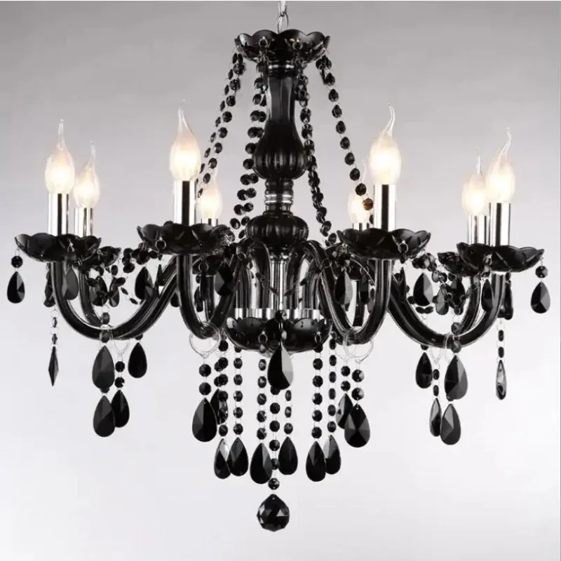 Black Crystal Chandelier Modern Light for Living Room Bedroom Indoor Lamp Lustres De Teto Led Ceiling Chandelier Fixture