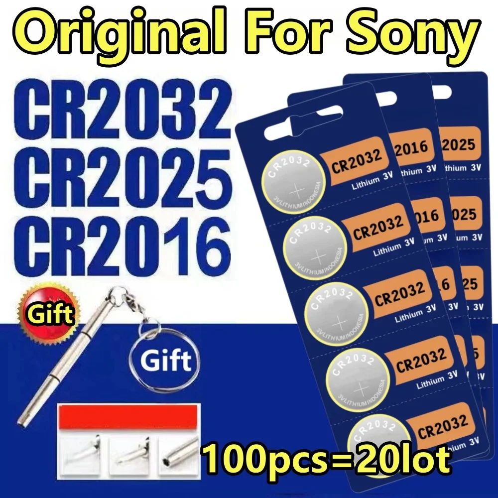 

100Pcs Original For Sony CR2032 CR2025 CR2016 Lithium ion battery LED light toy remote control for electronic watches