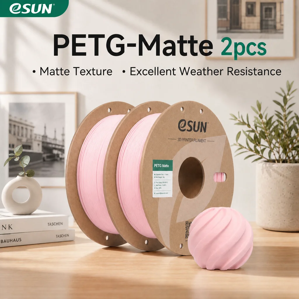 ESUN Ugraded PETG 3D-filament 2KG 1.75MM PETG-MATTE voor Bambu Lab 2PCS weerbestendig MATTE PETG 3D-printfilamenten