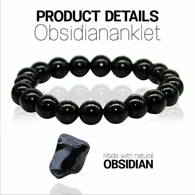 Black Obsidian Natural Stone Bracelet Fat Relief Promote Blood Circulation Anti Anxiety Weight Loss Bracelets Women Men Jewelry