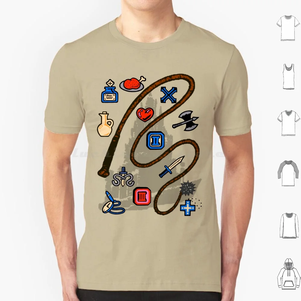 Vampire Hunter's Cv3 T Shirt Cotton Men Women DIY Print Castlevania Whip Holy Wather Wather Roast 2 3 Axe Heart Powerup