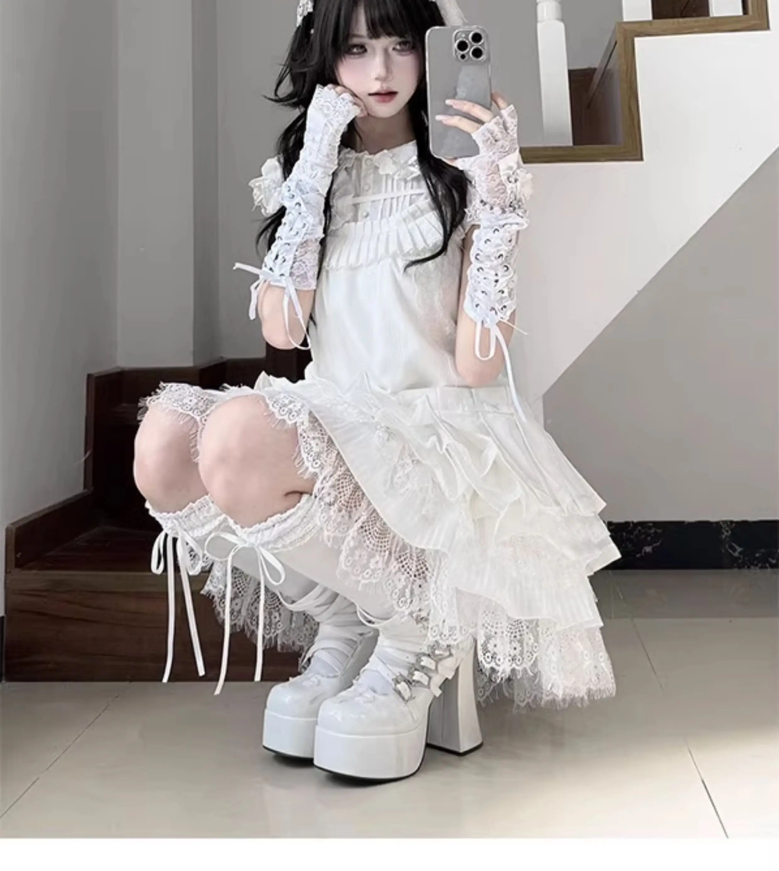 Original Lolita Crinoline Girl's Women Sweet Lace Heavy Industry Elastic Waist Skirt French Elegant Retro Gothic Mini Culottes