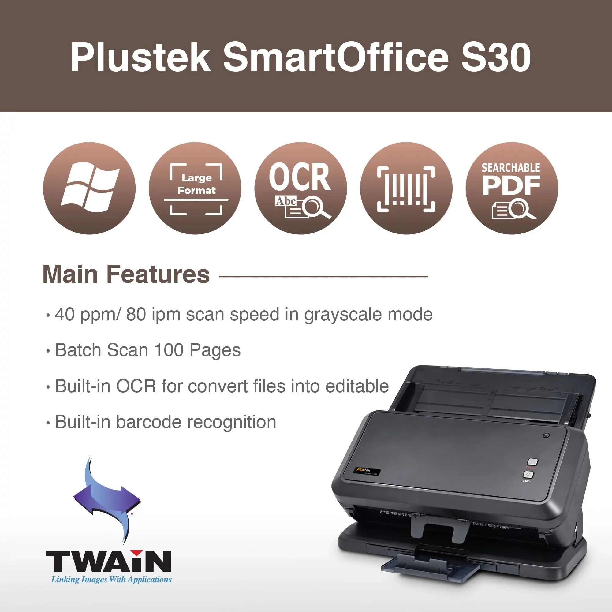 Plustek A3 Desktop Document Scanner , high speed with automatic document feeder , ADF document large format scan size