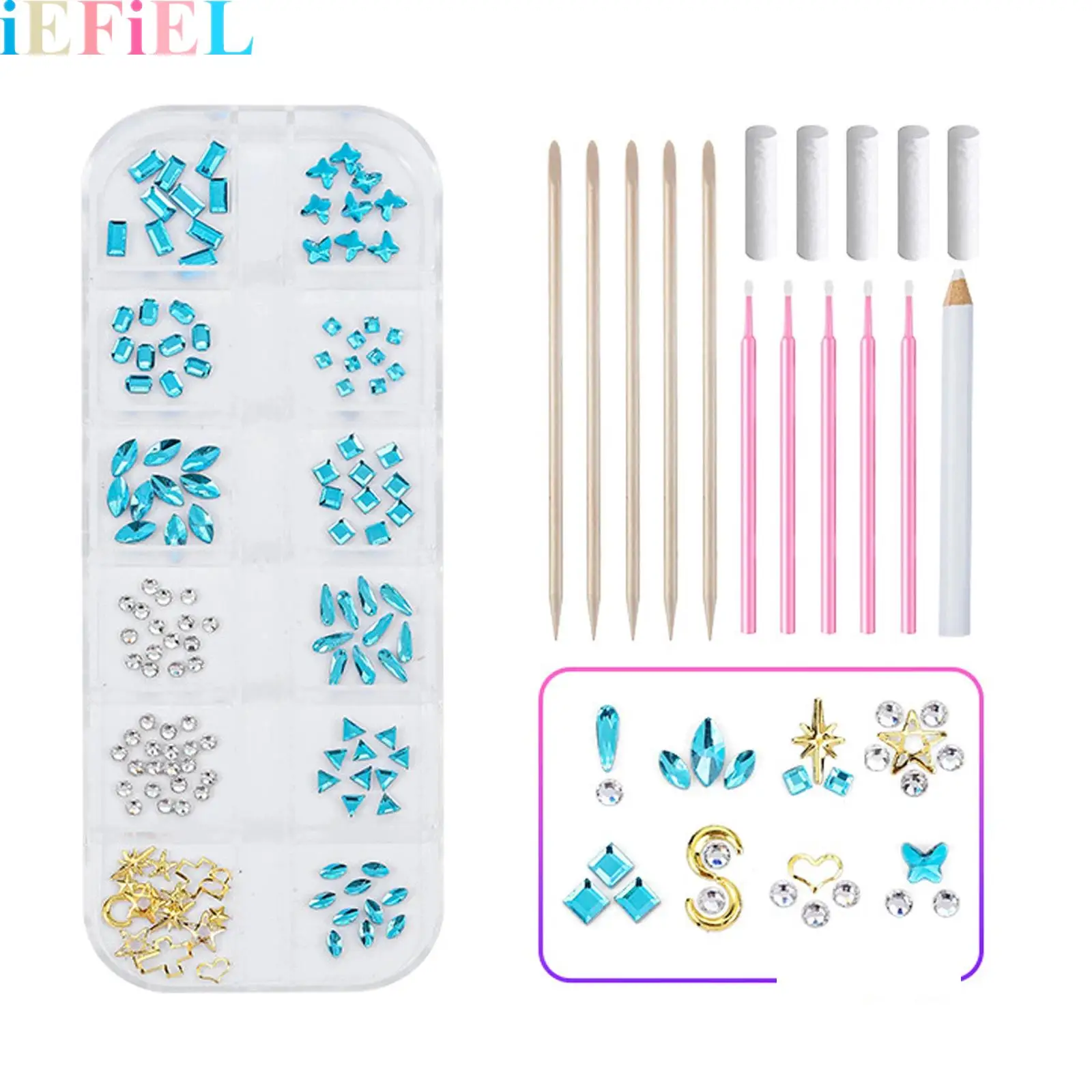 

Dental Decor Glue Tooth Rhinestones Kit DIY Jewelry Dental Shiny Teeth Set with Applicator Sticks Dot Drill Pen Cotton Sticks