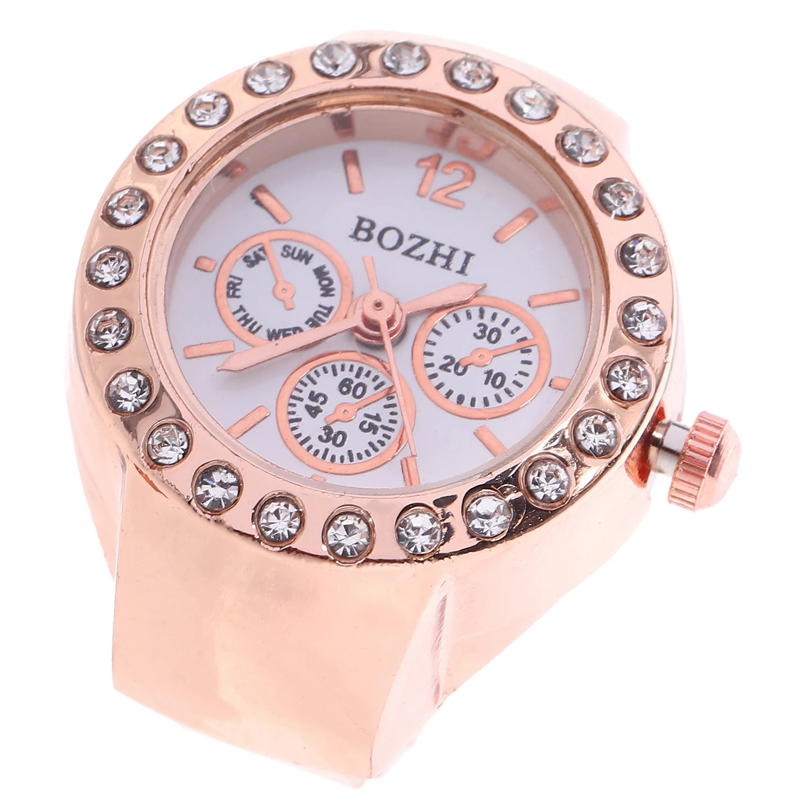 Ring Watch Fashion Quartz Round Finger Rhinestone Festival Gift Elastic Casual Men's Watches