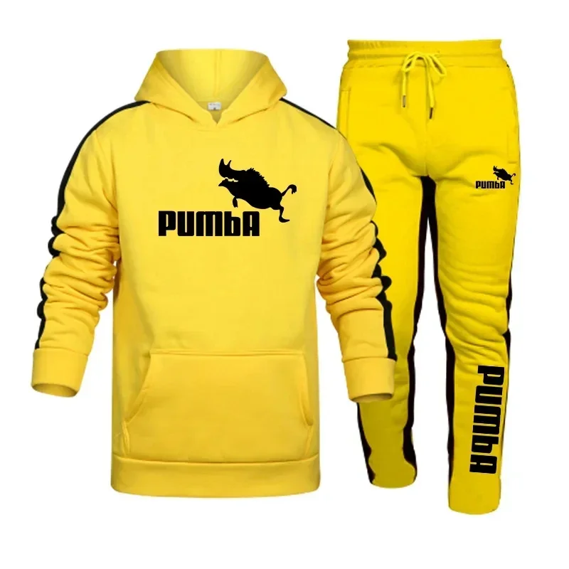 2025 Spring and Autumn Men's Fashion Printed Fitness Sportswear Set Casual Long Sleeve Pullover Hoodie + Jogging Pants 2-Piece S