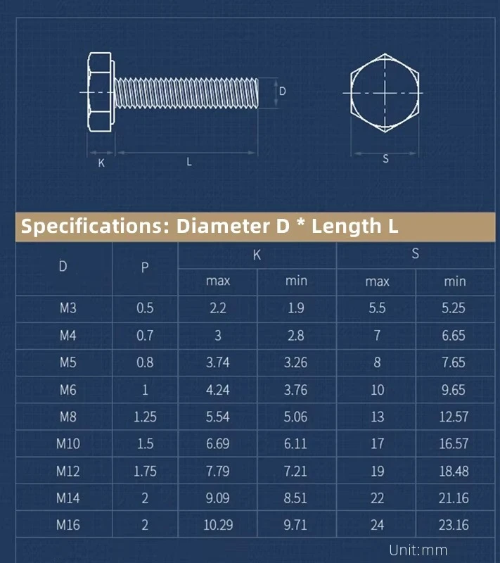 M3 M4 M5 M6 M8 M10 M12 External Hex Head Screws 316 A4 Stainless Steel Marine Grade Outer Hexagon Cap Bolt DIN933 8mm-100mm