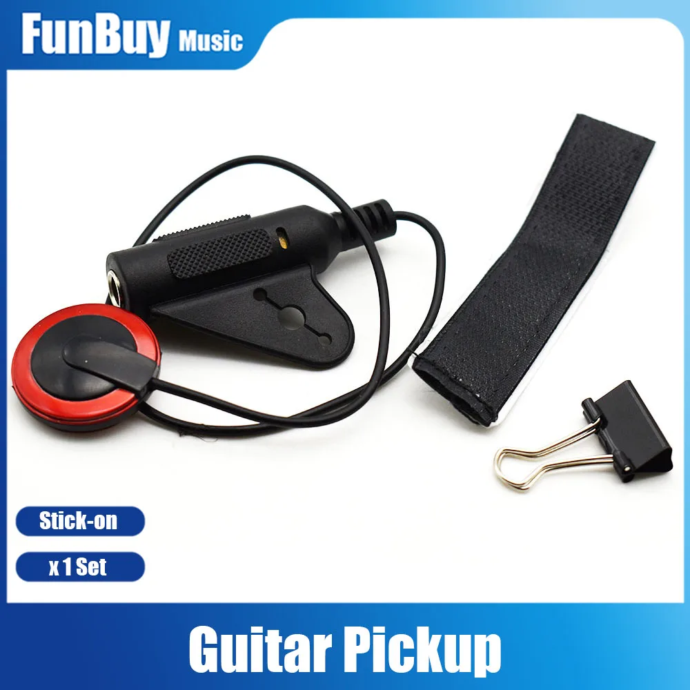 Universal Guitar Violin Cello Banjo Contact Micro Pickup with Strap Button Hanger for Guitar Ukulele Mandolin