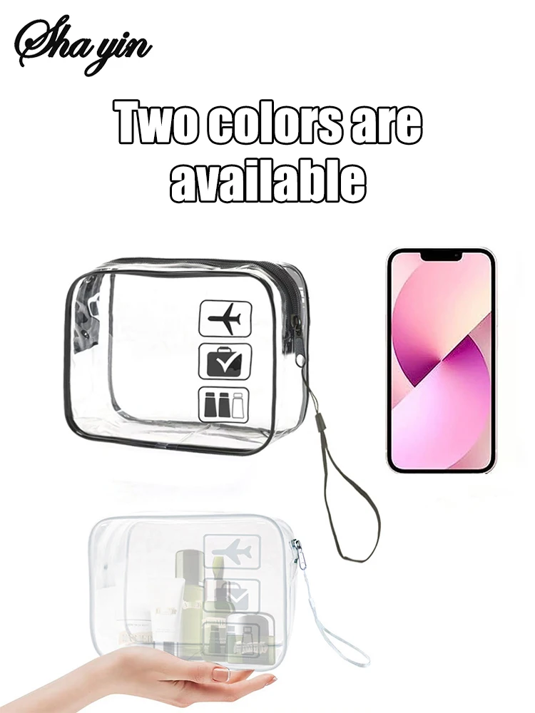 Bolsa de maquillaje transparente, bolsa de aseo portátil para exteriores, bolsa de almacenamiento de viaje minimalista, bolsa de maquillaje transparente de PVC