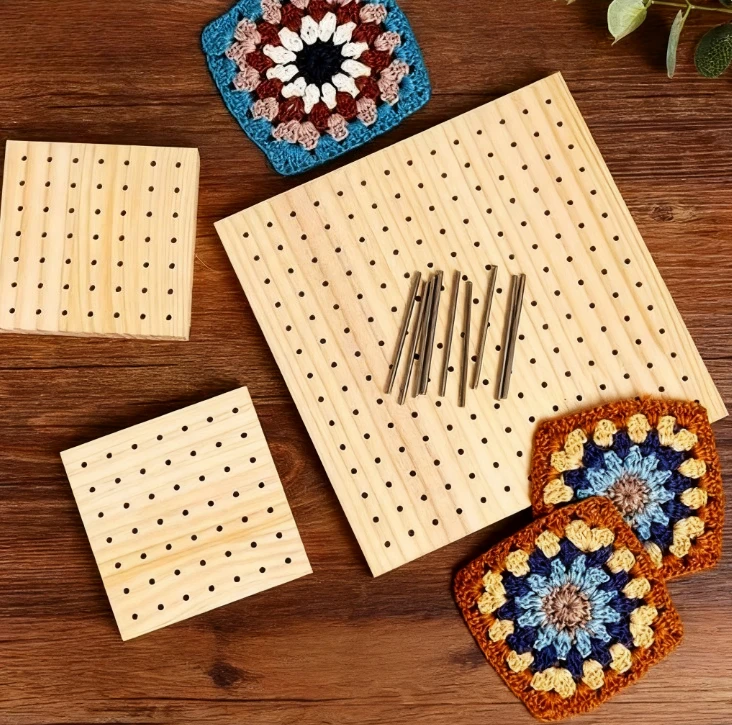 Crochet Block Plate, Block Plate for Crochet Weaving, Bamboo Grid Block Plate for Crochet Projects, Crochet Accessory Gift