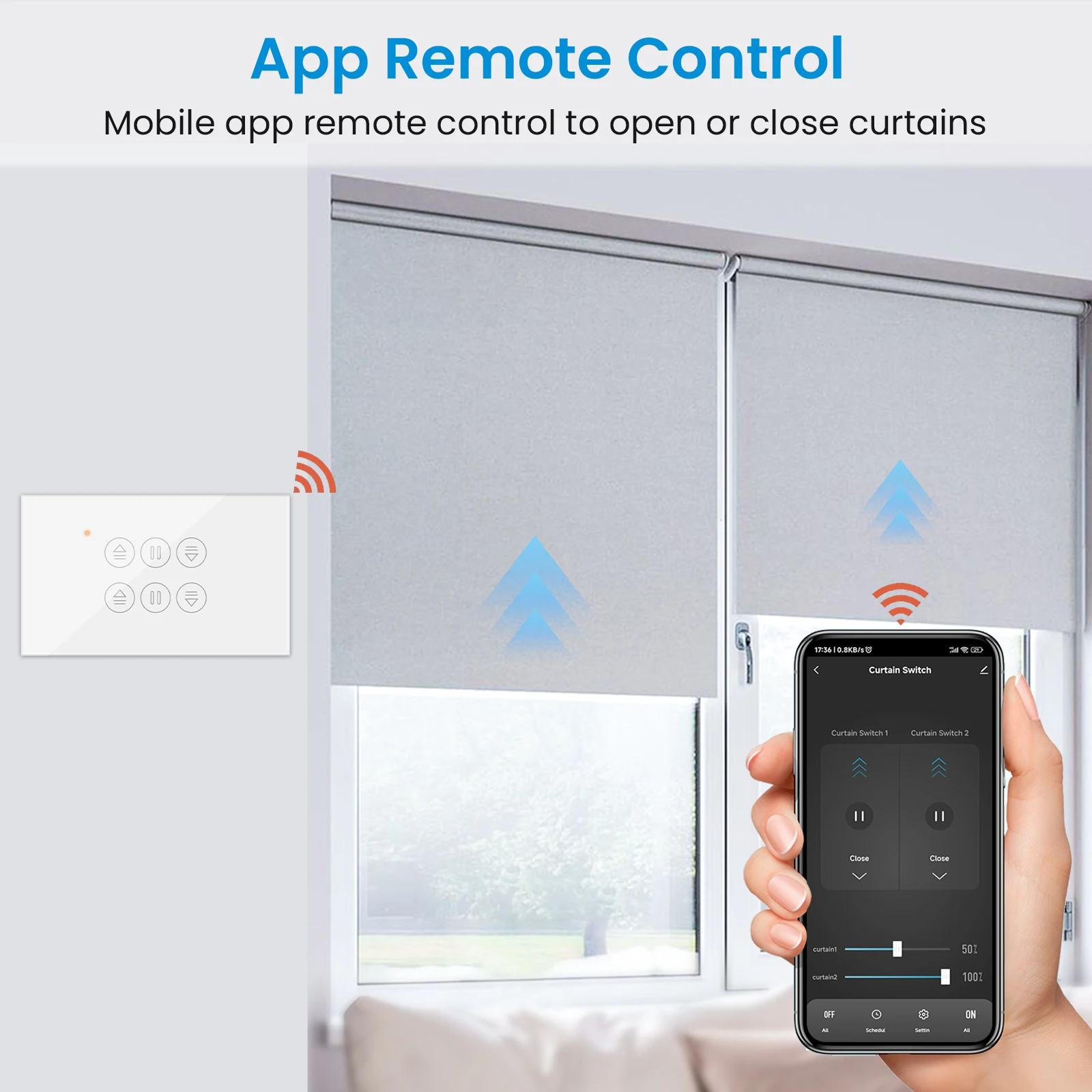 LoraTap Tuya Smart Life ZigBee US Double Curtain Touch Panel Switch Percentage Control Timer Voice Control via Google Home Alexa