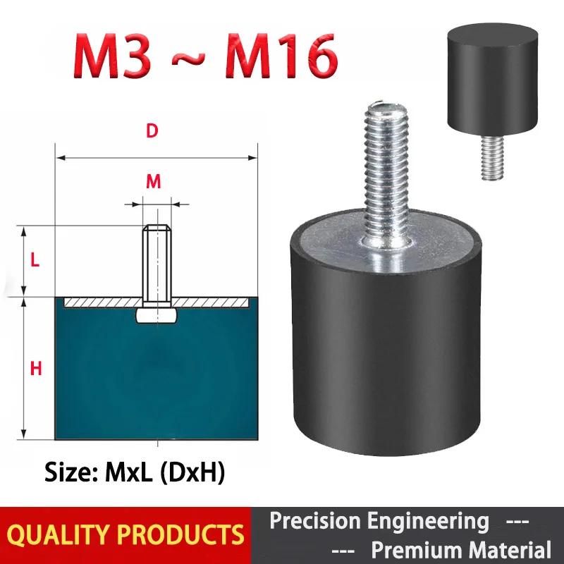 

1pcs VE Type Rubber Shock Absorber Buffer Pad Single Head Circular Isolator Generator Foot Shock-Absorbing Pad NHE04 Damper