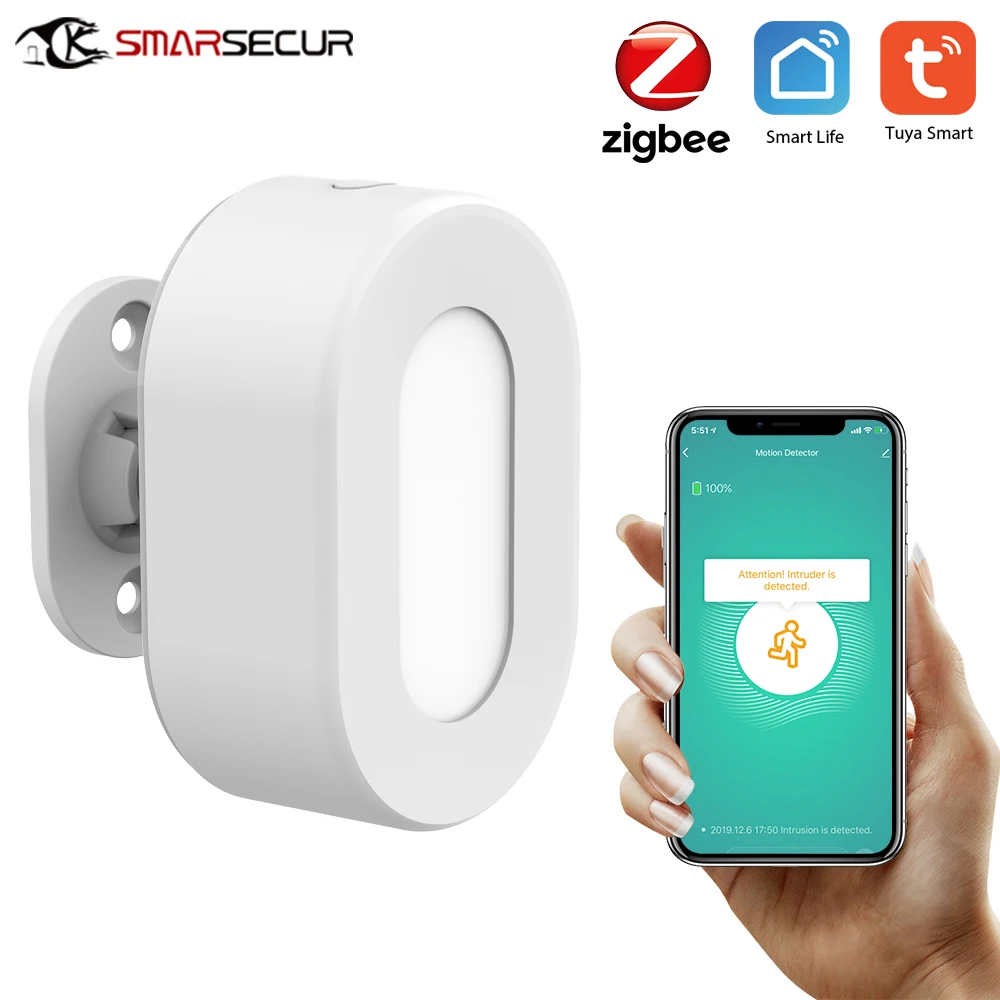 Tuya Zigbee PIR Motion Sensor for Smart Home Automation Security Alarm System Detector Remote Work With Alexa