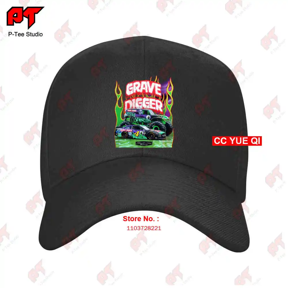 Grave Digger 2021 Kevin Harvick Monster Truck Racing Baseball Caps Truck Cap ITBN