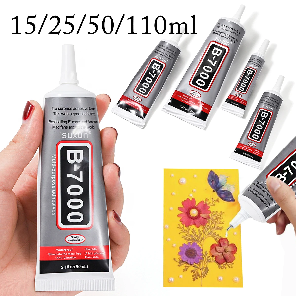 B-7000 15/25/50/110ML Transparent Phone Screen Repair Glue Universal Glass Plastic Jewelry DIY Adhesive Precision Applicator