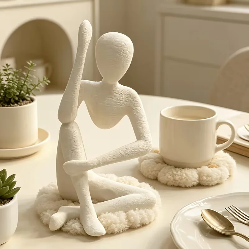 3D Printed Abstract Thinker Nobody Figurine,Minimalist Human Body Sculpture for Coffee Table Living Room Desktop Decoration