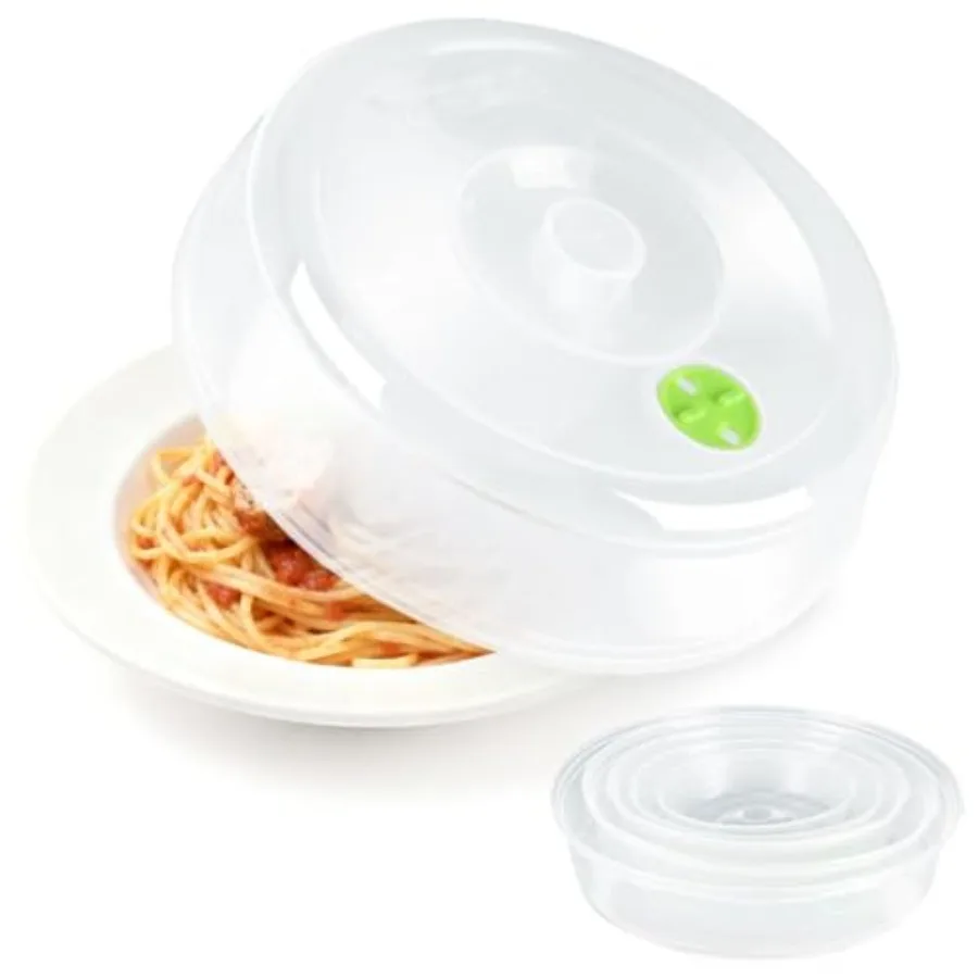 Microwave Plate Covers Set of 5 BPAFree Transparent Plastic Food Covers with Adjustable Steam Vent for Microwave Cooking Dishwa