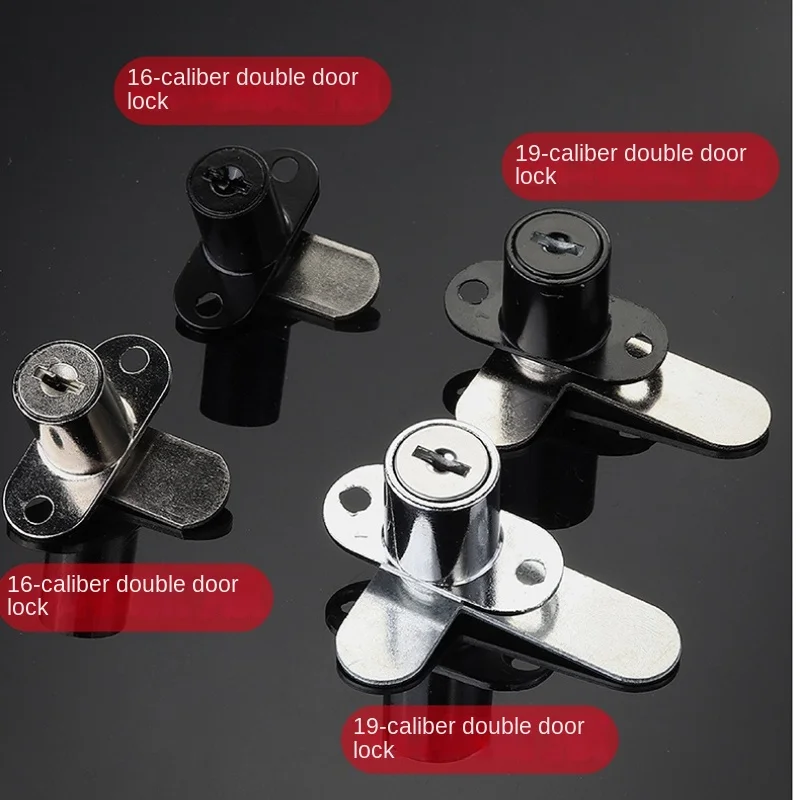 Double Open Cabinet Door Lock 7-shaped Opposite Turn Tongue Lock File Cabinet Lock Letterbox Lock Furniture Door Lock