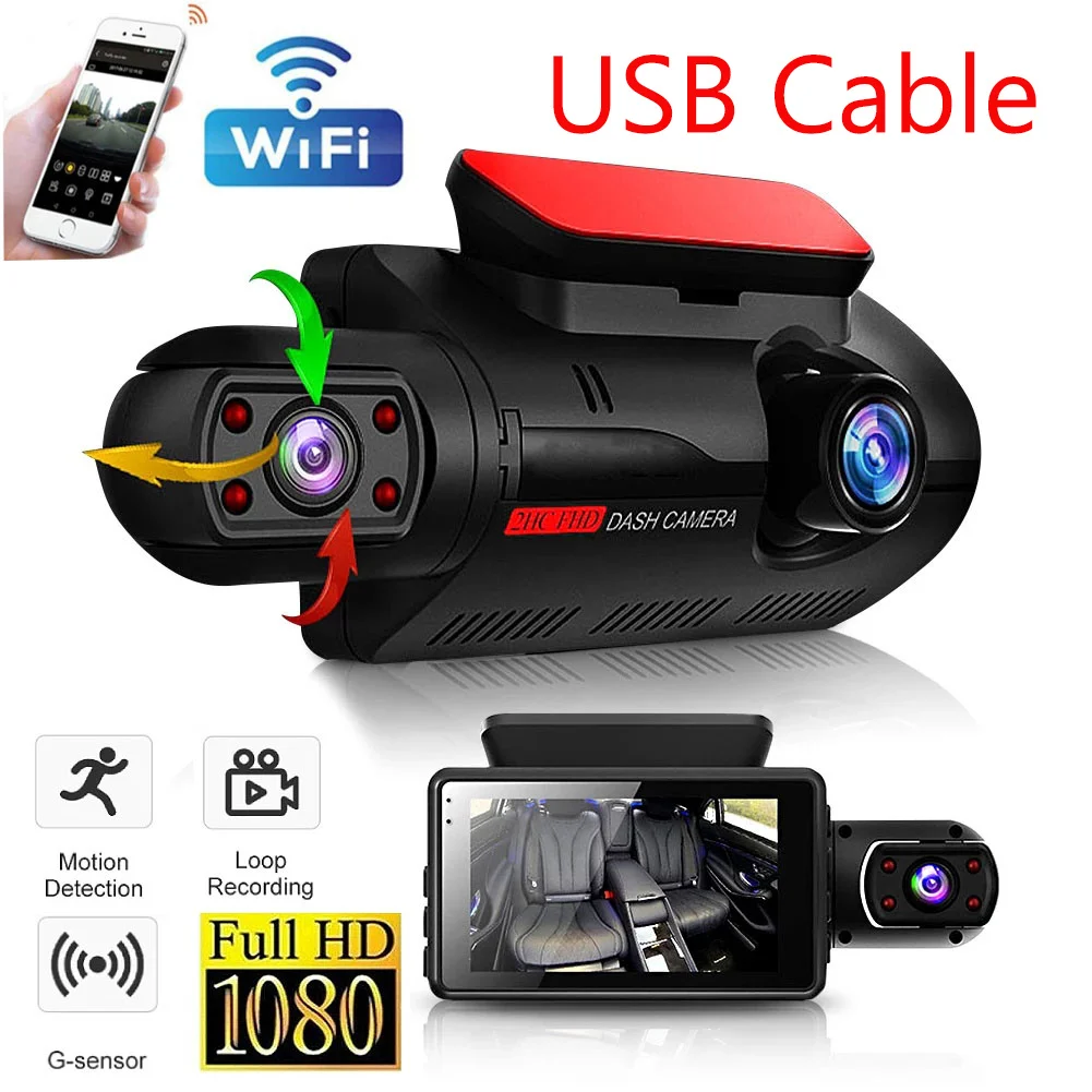 24H Car Video Recorder with WIFI HD1080P Dash Cam Car Black Box 3.0inch Camera Recorder Night Vision G-sensor Loop Recording