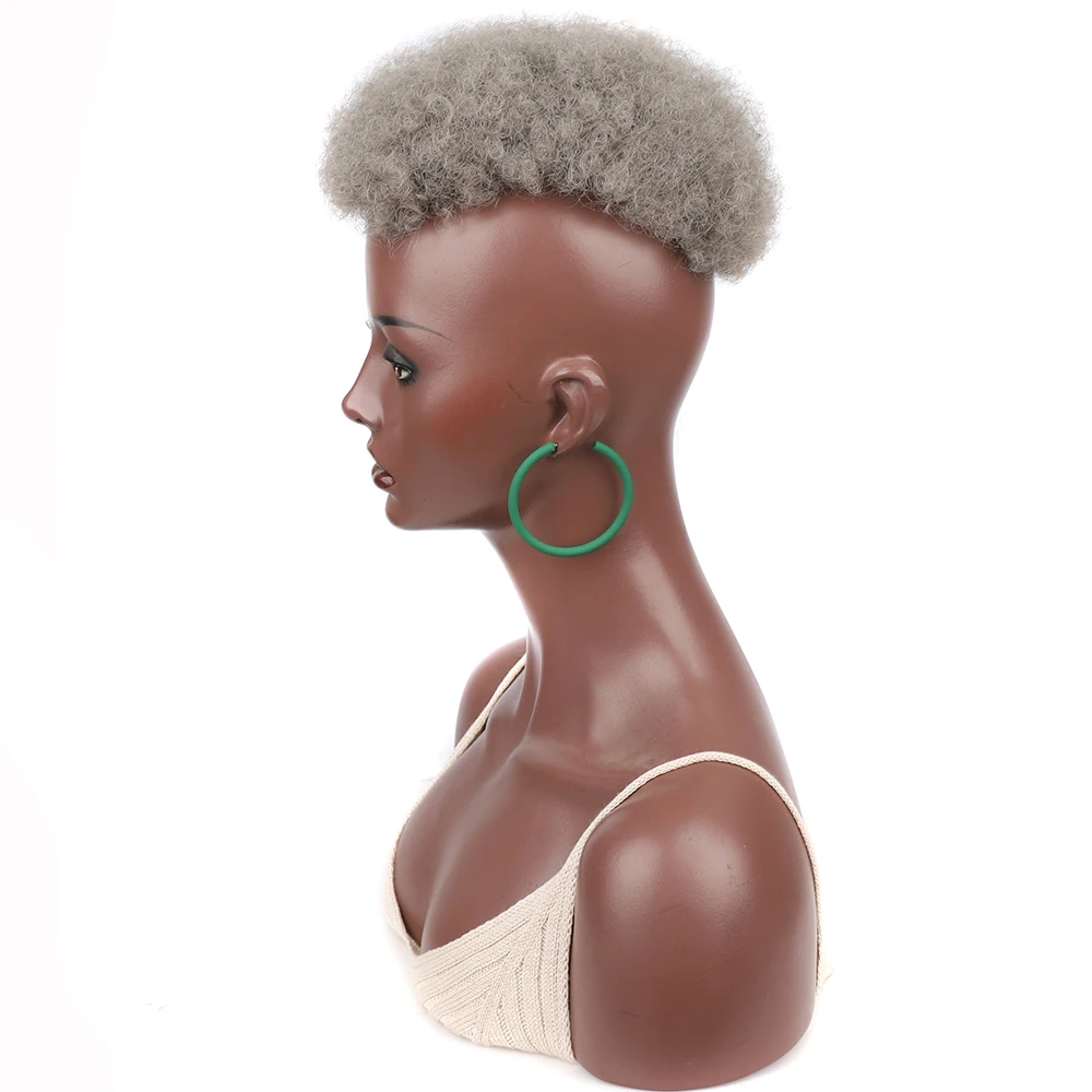 Afro Kinky Curly Toupee for Black Mens Women With Thinning Hair Synthetic High Puff Short Mohawk Topper Clip in Hair Extension