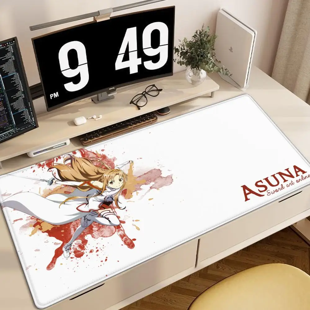 Anime Sword Art Online Yuuki Asuna Tastatur-Mauspad Großes Gaming-Mauspad mit Verriegelungskante Anime-Mädchen Tastatur-Schreibtischunterlage