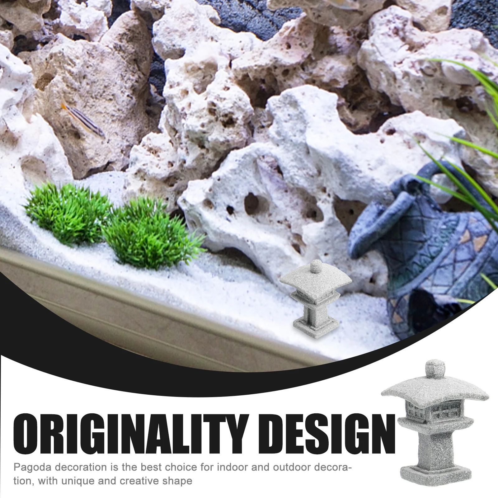 

2Pcs Miniature Pagoda Statue Sandstone Art Garden Ornament for Indoor Outdoor Decor Mini Garden Micro Landscape