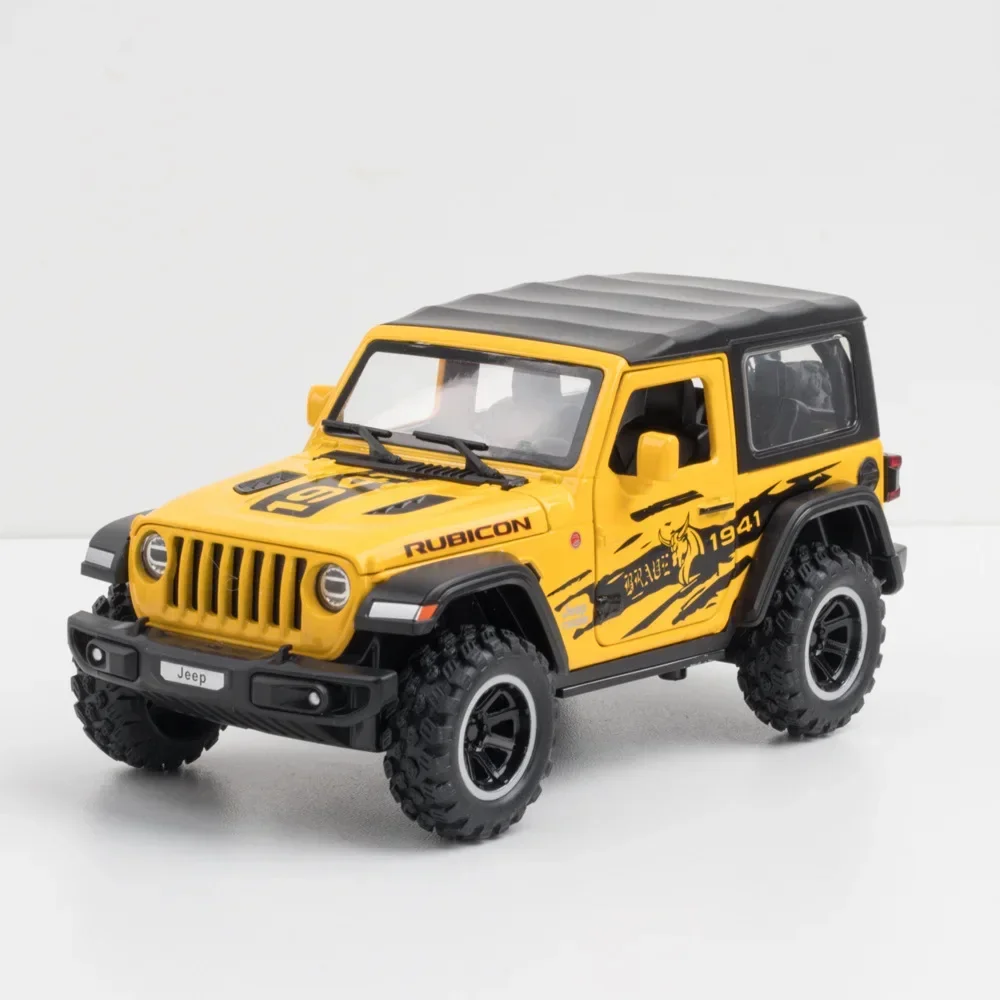 1:32 Jeep Wrangler Rubicon 1941 Off-Road Diecast Metal Alloy Model car Pull Back Sound Light Car Children Gift Collection A417