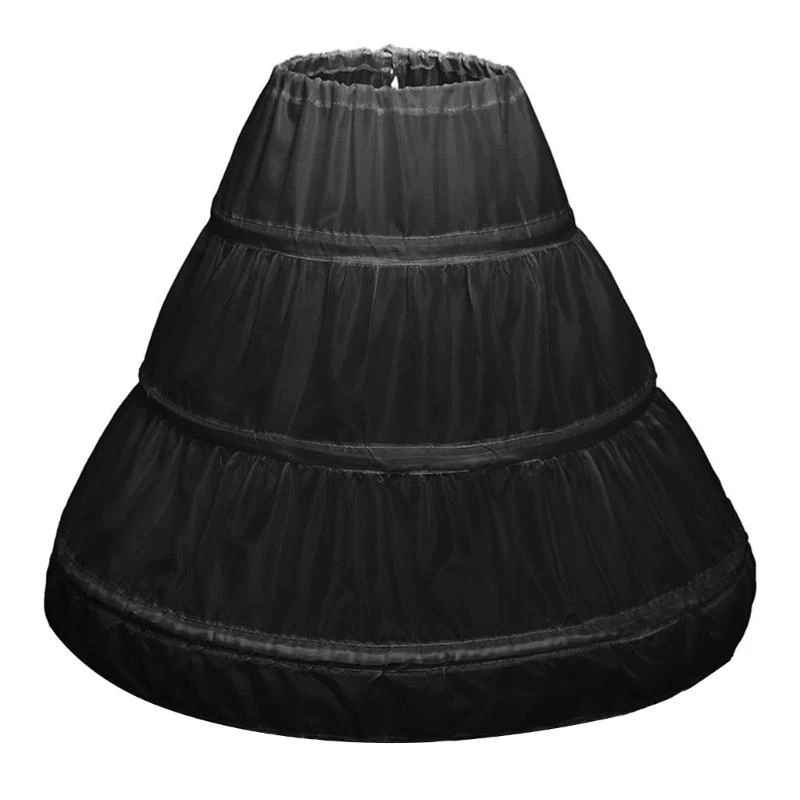J2HD Children Princess Petticoat A-Line 3 Hoops Double Layers Lace Trim Girls Dress