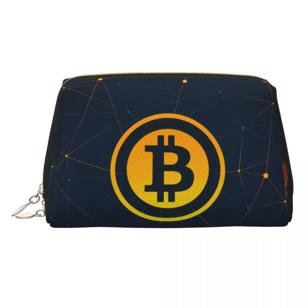 Bitcoin BTC Cryptocurrency Crypto Blockchain 7 Women Cosmetic Bag Travel Makeup Organizer Pouch Toiletry Storage Dopp Kit Box