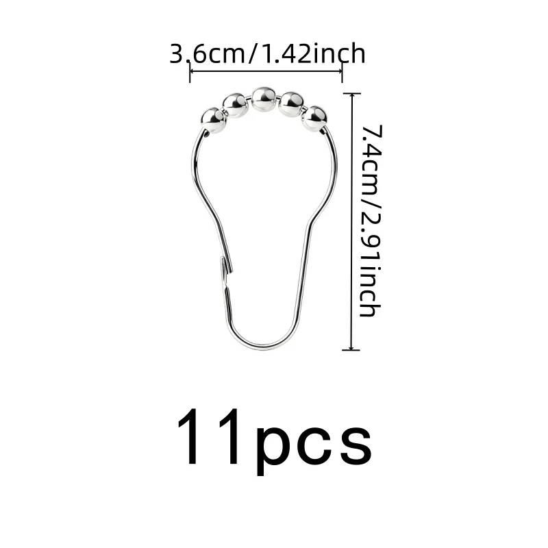 11 pcs Rolling Ball Drapery Hooks, Gourd Creative Design, Smooth Glide No Sticking, Bathroom Shower Curtain & Bedroom Drapery
