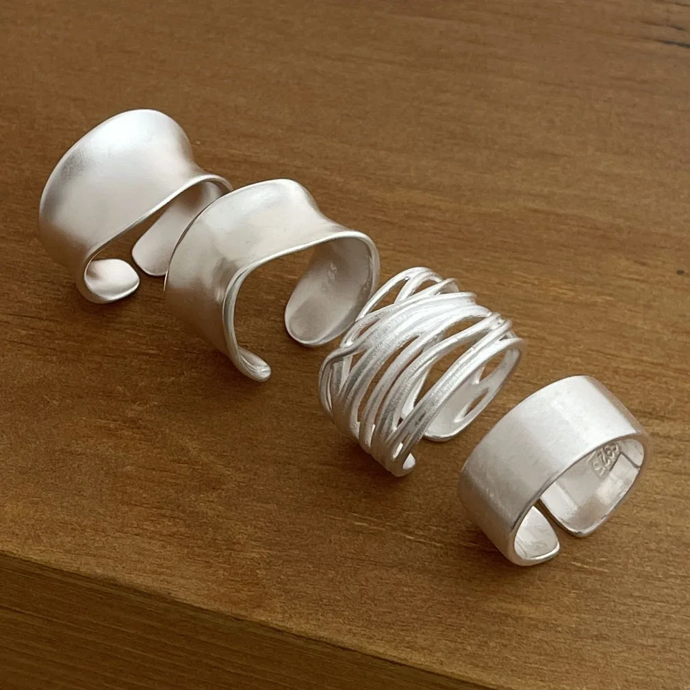 Women's 925 Sterling Silver Minimalist Handmade Ring Set