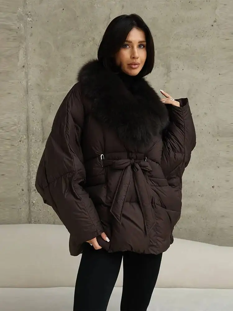 Thicken Cotton Jackets Women Long Sleeves Detachable Fur Collar Lace Up Pockets Coats Female 2026 Winter Chic Warm Outwears