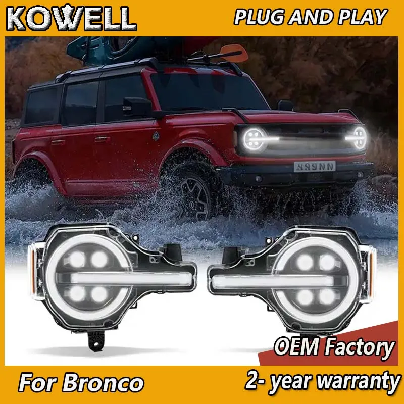 

Car Styling for Ford Bronco Headlight 2020-2023 Bronco Head Light DRL Turn Signal High Beam Projector Lens