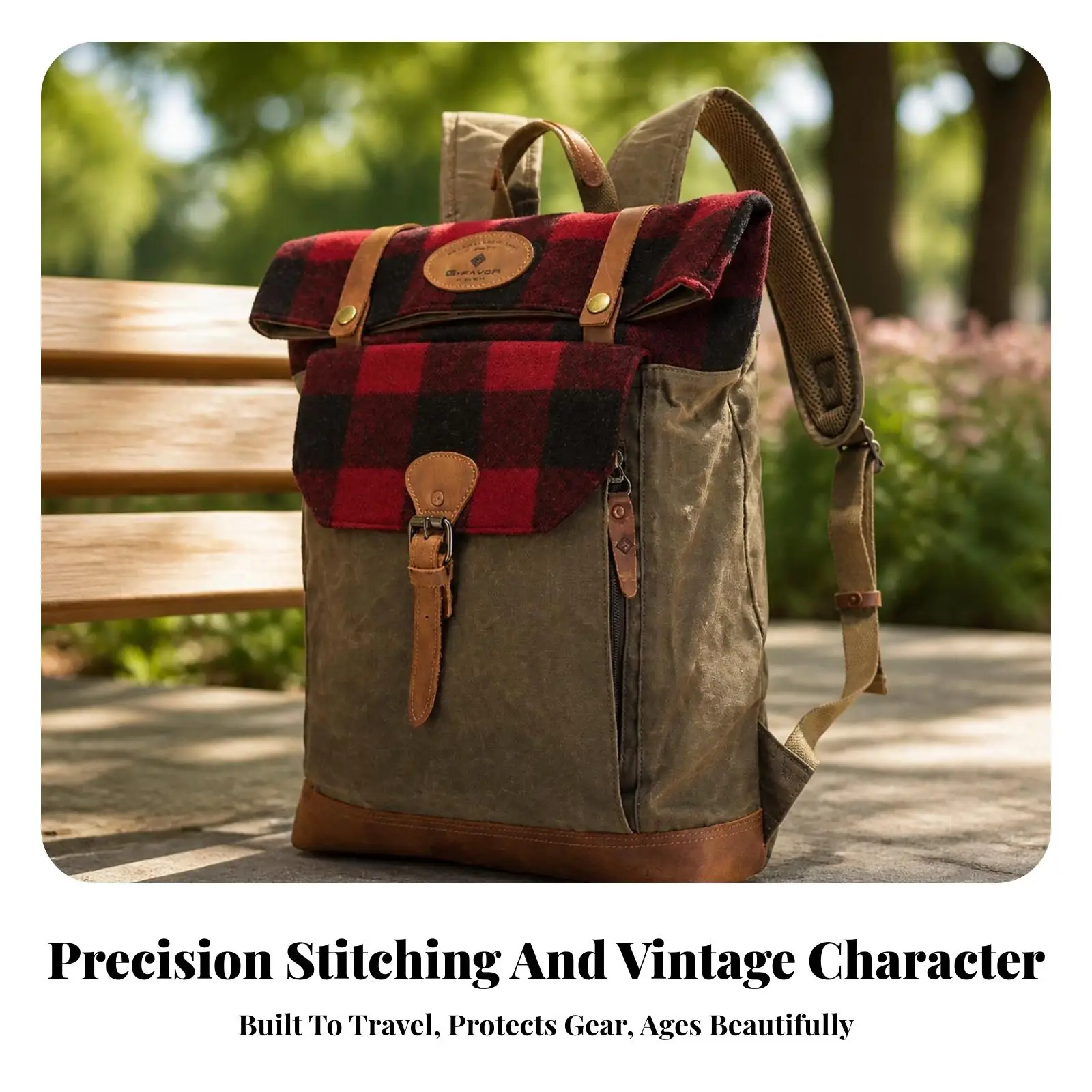 Durable Waxed Canvas Backpack for Outdoor Travel with Multiple Pockets and Adjustable Straps for Daily Use