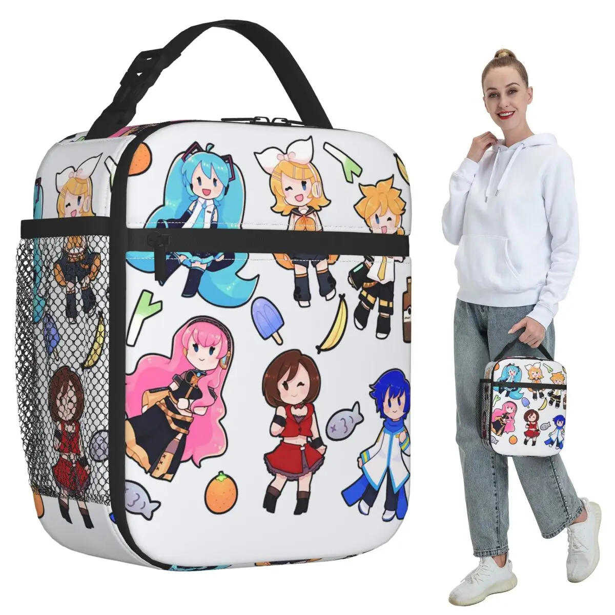 chaos-de-chibi-vocaloid-miku-bolsa-de-almoco-isolada-para-criancas-refrigerador-escolar-caixa-termica-de-alimentos-lancheira-portatil-recipiente