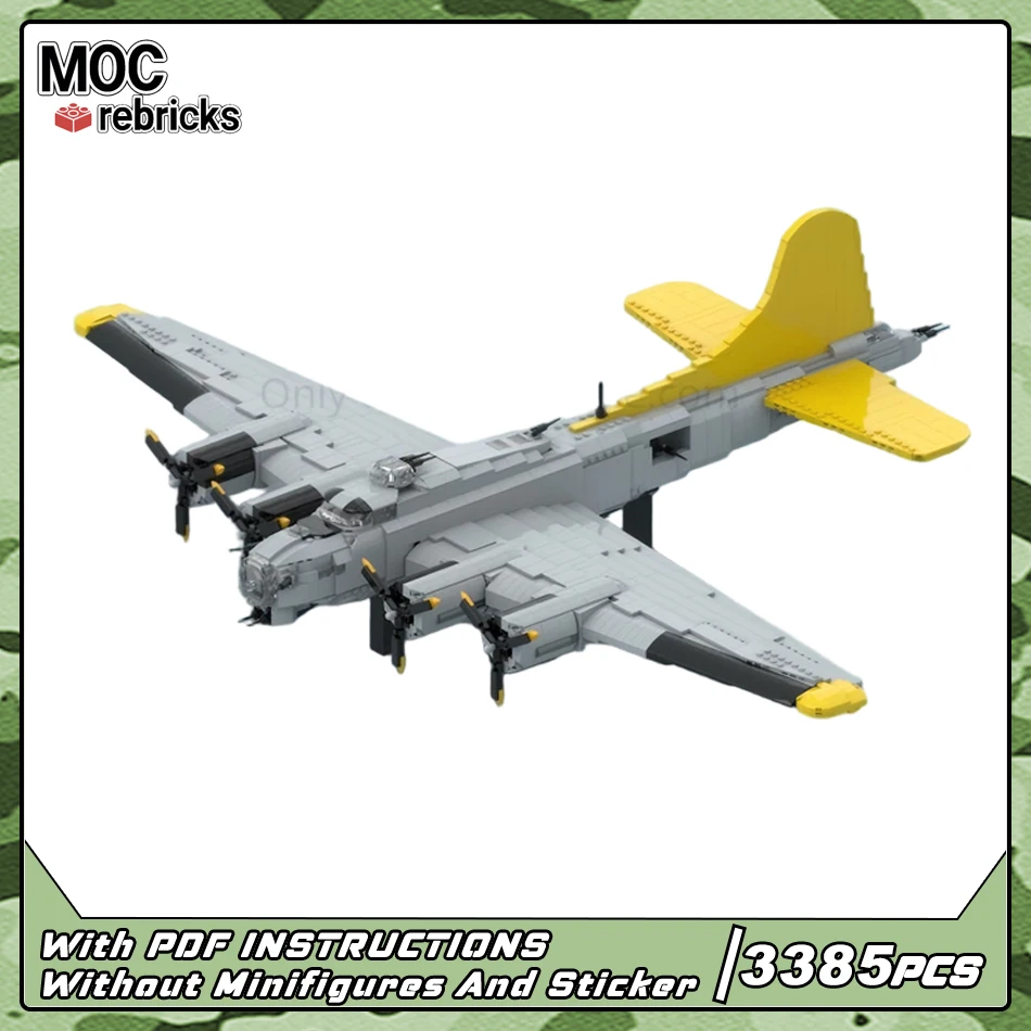 

MOC World War II B-17 Flying Fortress bomber building block set - a popular military aircraft model assembly toy gift box.