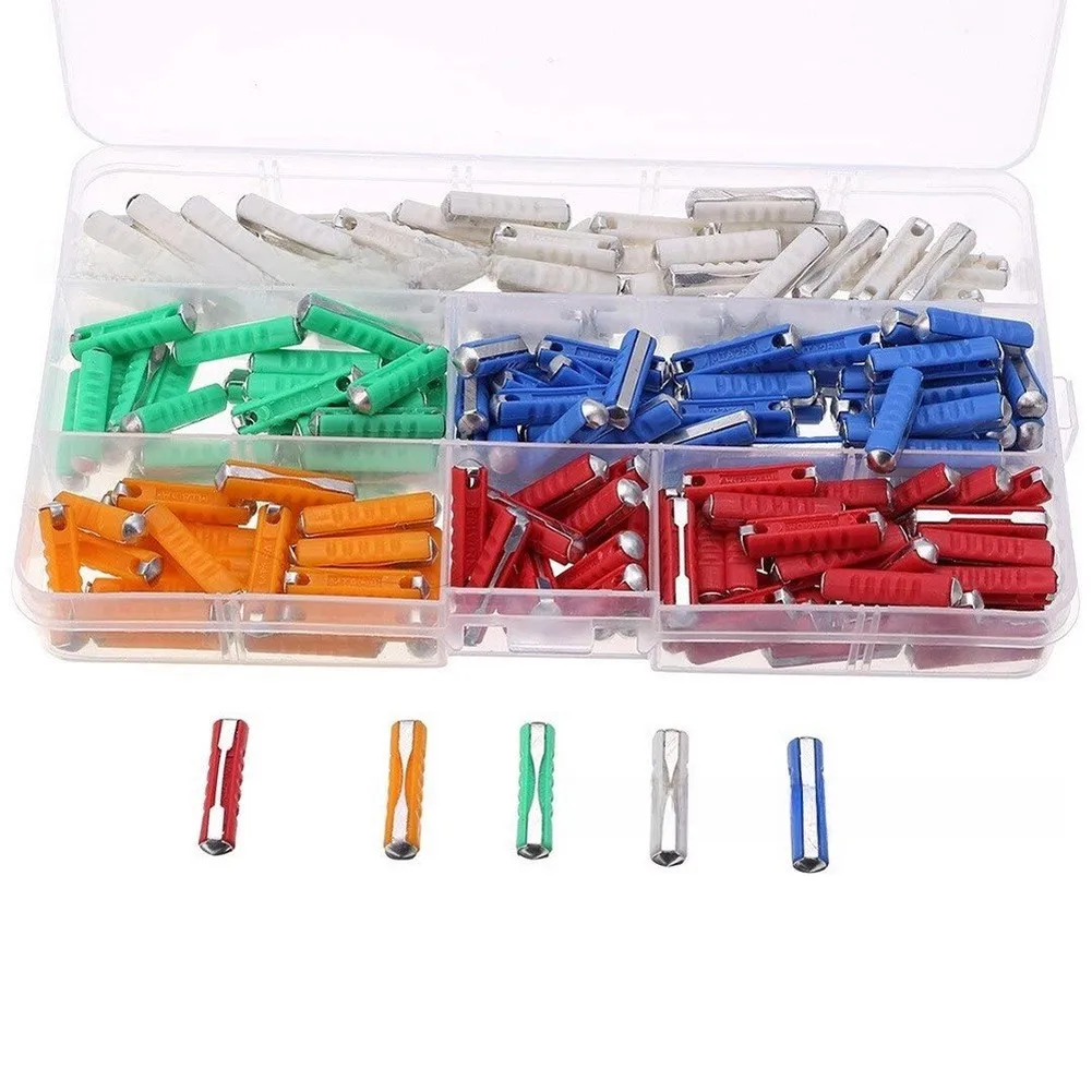 200pcs FOR Torpedo Shaped Automotive Fuses 5A, 8A, 10A, 16A, 25A, Fuse Set Replacement Auto Accessories