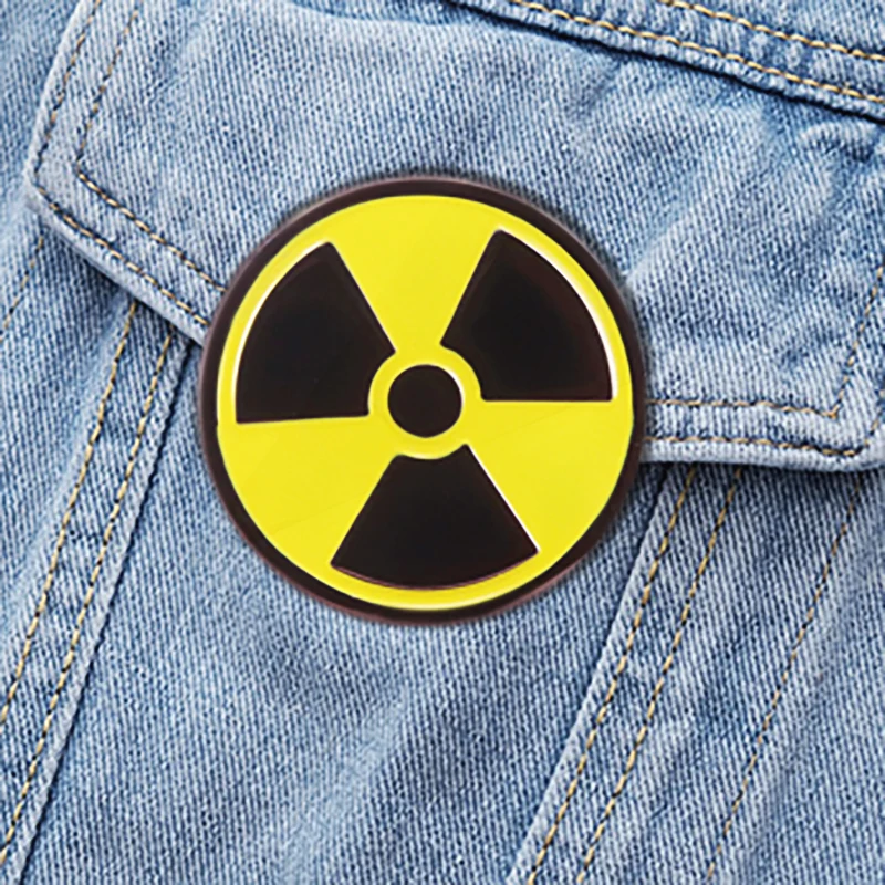 Badges Scientist Jewelry Gift for Friends Attention! Radiation Enamel  Brooch Custom Physics Pines Lapel