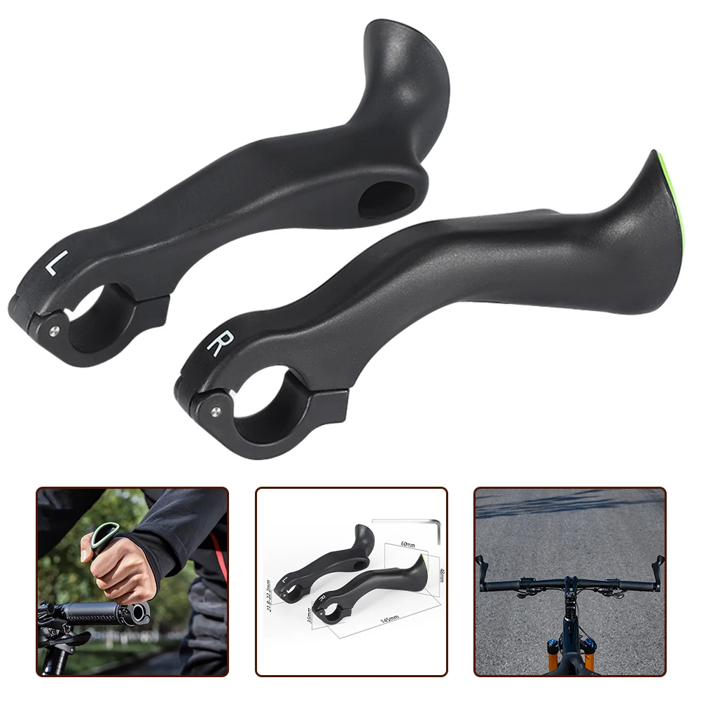 Drop Bar Compatible Handlebar Grips with Extended Design Ergonomic Shape and Nighttime Glow Functionality for Cyclists
