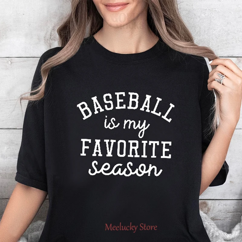 Baseball is my favorite season letter pattern pure cotton women's top, breathable and refreshing essential for summer