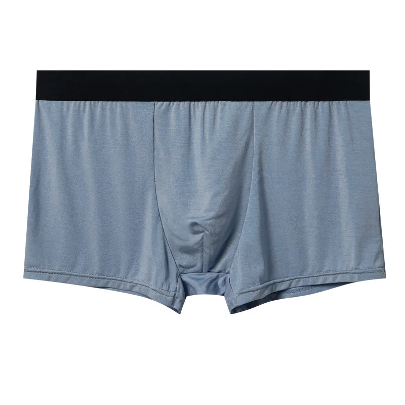 Men's Modal Boxer Briefs Mid Waist Breathable Antibacterial Underwear for Students U Convex Pouch Boxy Underpants Daily Panties