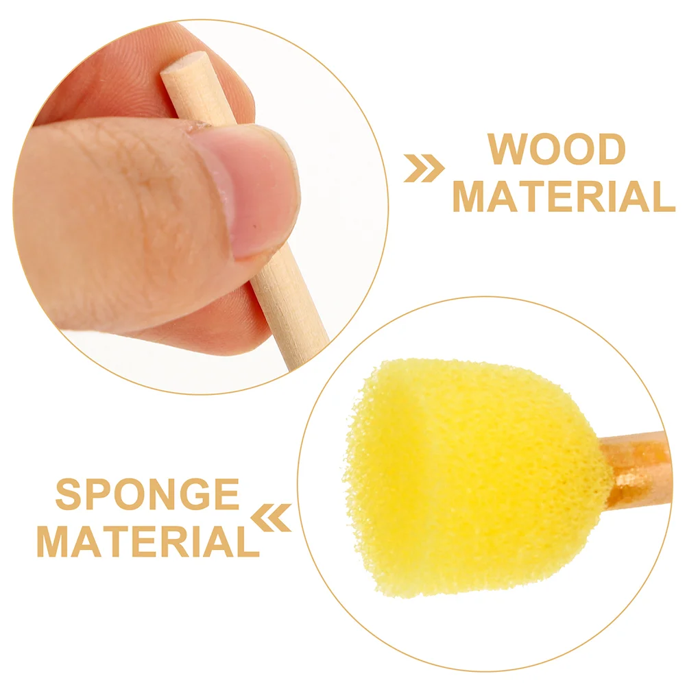 Toys Sponge Brush with Wooden Handle Foam for Painting Sponges Finger Yellow Pen