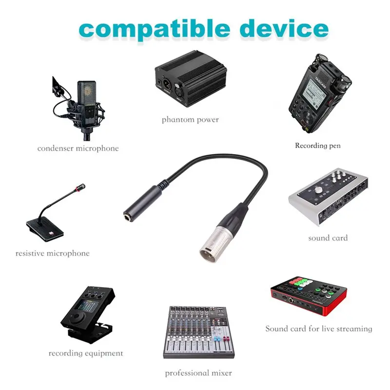 AS95 3X XLR Male to 1/4 Inch Female Cable 3 Pin Male to 6.35mm Socket Audio Cord Balanced Microphone Cable